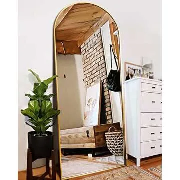 ITSRG Full Length Mirror with Stand, 34"x76" Floor Mirror Freestanding, Arched Wall Mirror, Oversize...