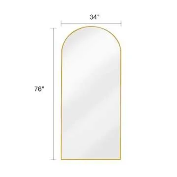 ITSRG Full Length Mirror with Stand, 34"x76" Floor Mirror Freestanding, Arched Wall Mirror, Oversized Mirror Full Length, Gold Arch Mirror Full Length, Wall Mounted Mirror for Bedroom(Gold)