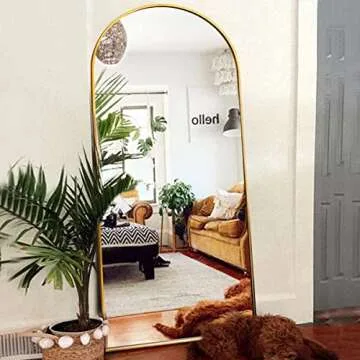 ITSRG Full Length Mirror with Stand, 34"x76" Floor Mirror Freestanding, Arched Wall Mirror, Oversized Mirror Full Length, Gold Arch Mirror Full Length, Wall Mounted Mirror for Bedroom(Gold)
