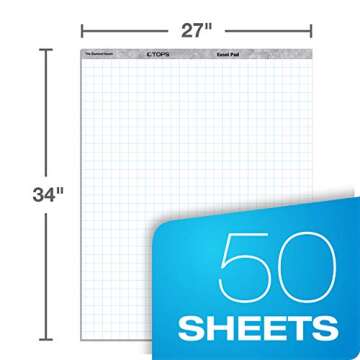 TOPS Standard Easel Pads, 3-Hole Punched, 27 x 34 Inch, 1" Grid, White, 50 Sheets/Pad, Carton of 2 P...