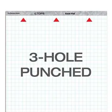 TOPS Standard Easel Pads, 3-Hole Punched, 27 x 34 Inch, 1" Grid, White, 50 Sheets/Pad, Carton of 2 Pads (7902)