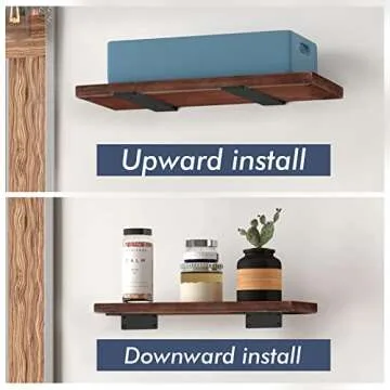 Starunder 6 Pack Floating Shelf Brackets, 6 Inch Heavy Duty Industrial Shelf Bracket, Black Metal L Brackets for Shelves Support DIY(1/5 Inch Thicked)