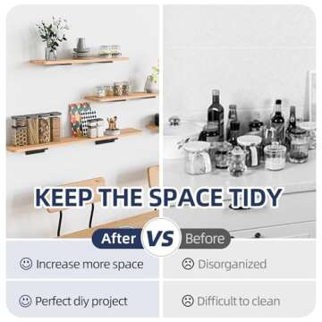 Starunder 6 Pack Floating Shelf Brackets, 6 Inch Heavy Duty Industrial Shelf Bracket, Black Metal L Brackets for Shelves Support DIY(1/5 Inch Thicked)