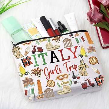 Italy Trip Gift Italian Souvenir Gift Italy Theme Gift Italy Vacation Gift Italy Bachelorette Trip Gift Italy Travel Bag Trip Kit for Italy Lover (Girls Trip Italy Beige)