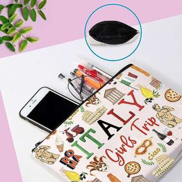 Italy Trip Gift Italian Souvenir Gift Italy Theme Gift Italy Vacation Gift Italy Bachelorette Trip Gift Italy Travel Bag Trip Kit for Italy Lover (Girls Trip Italy Beige)