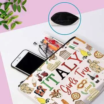 Italy Trip Gift Italian Souvenir Gift Italy Theme Gift Italy Vacation Gift Italy Bachelorette Trip Gift Italy Travel Bag Trip Kit for Italy Lover (Girls Trip Italy Beige)