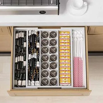 WUSHIZHUHUN Bamboo Utensil Organizer - Expandable Kitchen Drawer