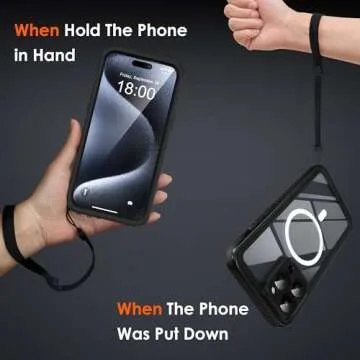 LYWHL for iPhone 15 Pro Max Case Waterproof with MagSafe, Built in Screen Protector [IP68] Dustproof Shockproof Full Body Protective Case with Neck Crossbody Strap & Wrist Lanyard Black/Clear