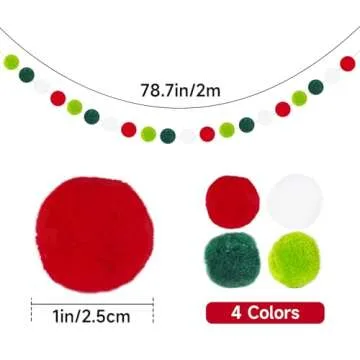 Anwyll Christmas Tassel Garlands with Pom Poms for Decor