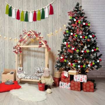 Anwyll Christmas Tassel Garlands with Pom Poms for Decor