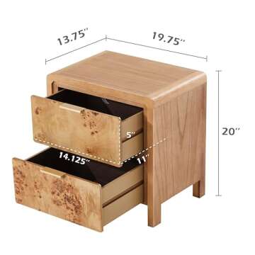 COZAYH Fully Assembled Farmhouse Nightstand with Drawer, Distressed Wood Retro Accent Bedside Table, Small Nightstand Organizer, Mid Century Modern End Table for Bedroom, Rustic, Burl