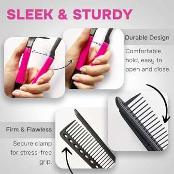 Herstyler Hair Straightening Comb - Flat Iron Comb - Hair Straightener Comb With a Firm Grip - Styling Comb for Women (Pink)