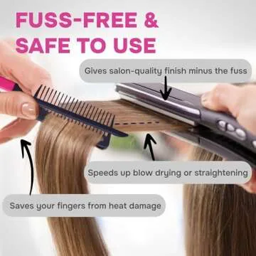 Herstyler Hair Straightening Comb - Flat Iron Comb - Hair Straightener Comb With a Firm Grip - Styling Comb for Women (Pink)