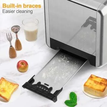 Whall Stainless Steel 2 Slice Toaster with Versatile Functions