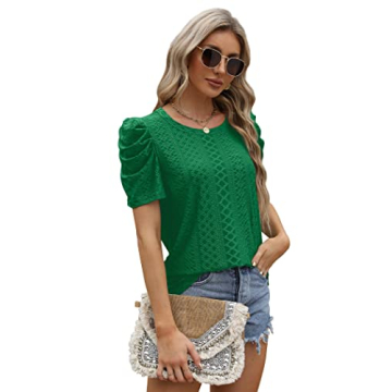 Stylish Puff Sleeve Top in Kelly Green For All Occasions
