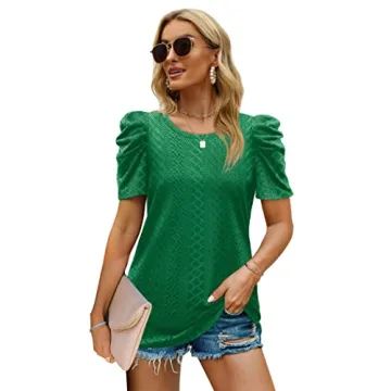 Stylish Puff Sleeve Top in Kelly Green For All Occasions