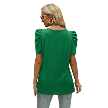 Stylish Puff Sleeve Top in Kelly Green For All Occasions