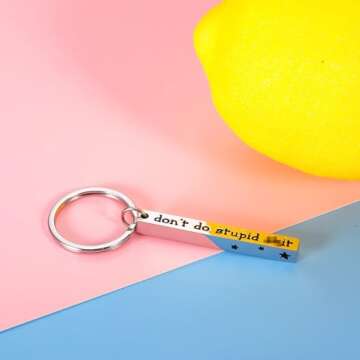 Funny Don't Do Stupid St Keychain Valentine Gifts for Men Birthday Gifts for Teen Adult Son Daughter...
