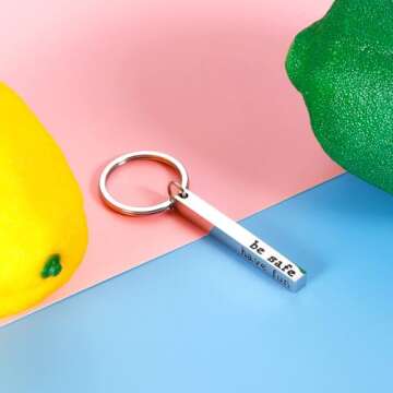 Funny Don't Do Stupid St Keychain Valentine Gifts for Men Birthday Gifts for Teen Adult Son Daughter from Mom Dad Valentines Day Christmas Graduation New Driver Gift for Him Her Women Men Boys Girls