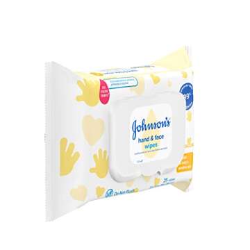 Johnson's Hand & Face Baby Sanitizing Cleansing Wipes for Travel and On-the-Go, No More Tears Formula, Paraben and Alcohol Free, 25 ct (Pack of 4)