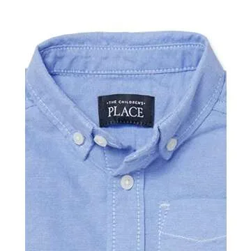 The Children's Place boys And Toddler Short Sleeve Oxford School Uniform Button Down Shirt, Light Bl...