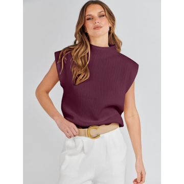 ANRABESS Women's Mock Neck Sleeveless Sweater Vest