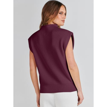 ANRABESS Women's Mock Neck Sleeveless Sweater Vest