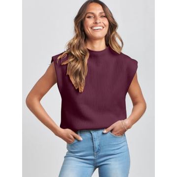 ANRABESS Women's Mock Neck Sleeveless Sweater Vest