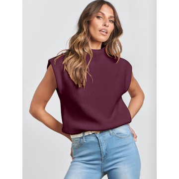 ANRABESS Women's Mock Neck Sleeveless Sweater Vest