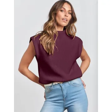 ANRABESS Women's Mock Neck Sleeveless Sweater Vest