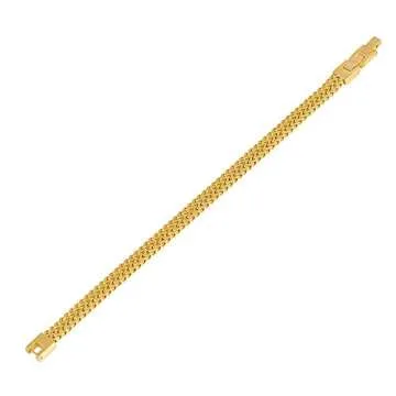 Geoffrey Beene Men’s Stainless Steel Double Franco Chain Bracelet with Extension (Gold, 8.5")