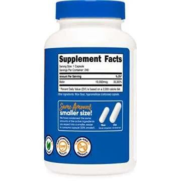 Nutricost Biotin (Vitamin B7) 10,000mcg (10mg) Vitamin Supplement, 240 Capsules - Vegetarian, Gluten Free, Quick Release, Non-GMO