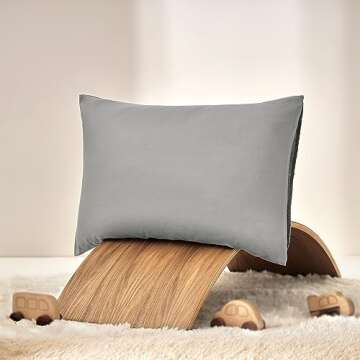 TILLYOU Cotton Toddler Pillowcases - 2 Pack Toddler Travel Pillowcases Machine Washable & Super Soft, 14.5x20 Inches, Gray