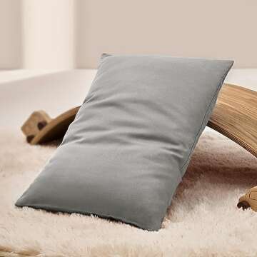 TILLYOU Cotton Toddler Pillowcases - 2 Pack Toddler Travel Pillowcases Machine Washable & Super Soft, 14.5x20 Inches, Gray