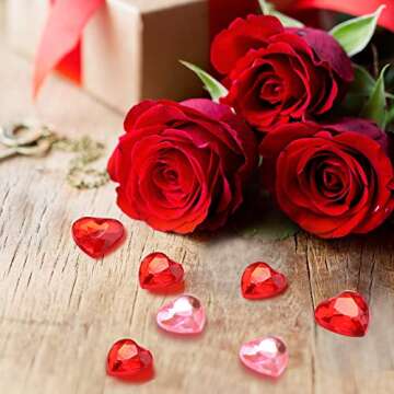 CHENGU Valentines Day Acrylic Heart Rhinestones for DIY