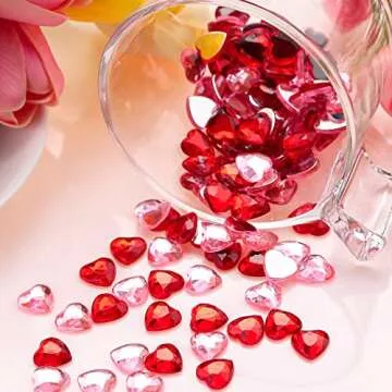 CHENGU Valentines Day Acrylic Heart Rhinestones for DIY