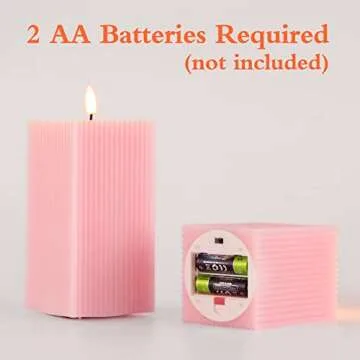Girimax Blush Pink Square Ribbed Flameless Candles with Remote for Elegant Decor