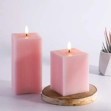 Girimax Pink Square Flameless Candles with Remote