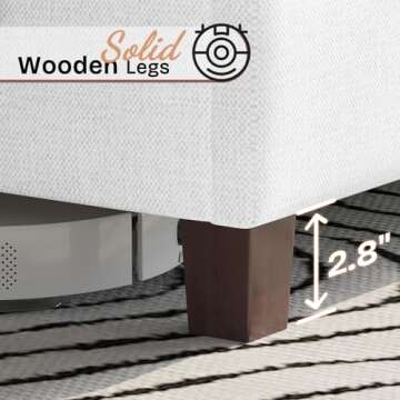 Jocisland Queen Bed Frame Upholstered Platform Bed with 54" Tall Headboard, Nailhead Trim, No Box Spring Needed, Easy Assembly, White