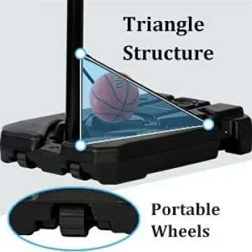 Portable Outdoor Basketball Hoop - Adjustable 6.6-10ft