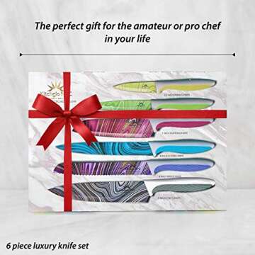 6 Piece Colorful Knife Set for Every Kitchen Essentials