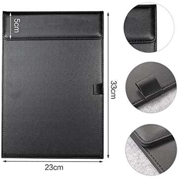 KINGFOM A4 Ultra-Smooth PU Leather Office Clipboard, Letter Size Clip Hardboard, Meeting Memo Writin...