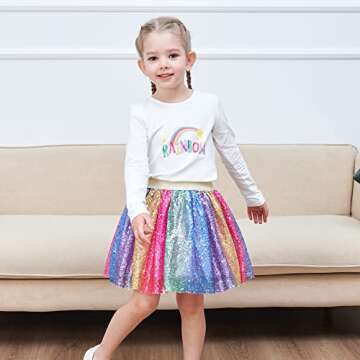 Girls Skirt Rainbow Unicorn Sequin Sparkling Tutu Dancing Size 2-3