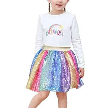 Girls Skirt Rainbow Unicorn Sequin Sparkling Tutu Dancing Size 2-3