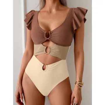 Stylish B2prity Women's One Piece Swimsuit with Ruffles