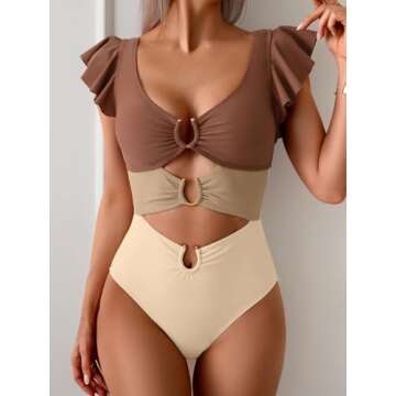 Stylish B2prity Women's One Piece Swimsuit with Ruffles