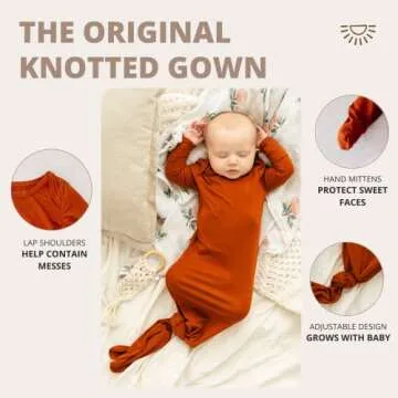 Wallaby Kids Knotted Baby Gown for Newborns - Extra Tall & Soft