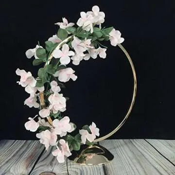 Simprefine Pack of 10 New Wedding Decoration Table Centerpiece Hoop Flower Stand Metal Round Vases Gold Rack Event Party Decor