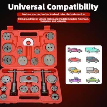 8MILELAKE Disc Brake Caliper Compressor Wind Back Tool 24pc Professional Caliper Tool Set