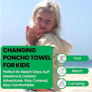 COR Surf Poncho Changing Towel Robe with Hood and Front Pocket for Kids, Doubles Up As Beach Towel a...